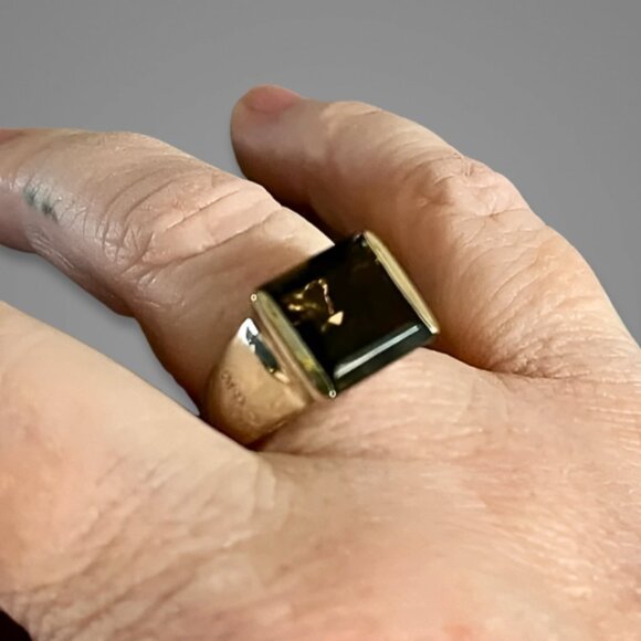 Marcel Drucker Topaz Ring Princess Cut Diamond Rhodium Sterling Silver W 8 NWT - Picture 3 of 17